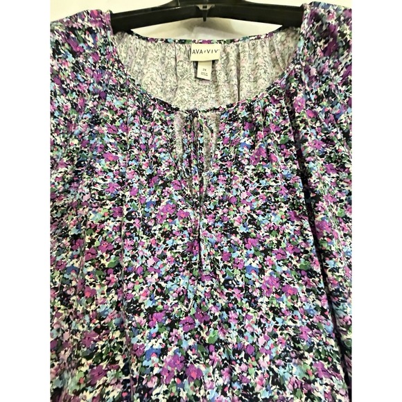 Ava Viv Sheer Blouse Shirt 2X Black, Pink, Blue, Peasant Stretch Tunic Boho - Picture 3 of 7